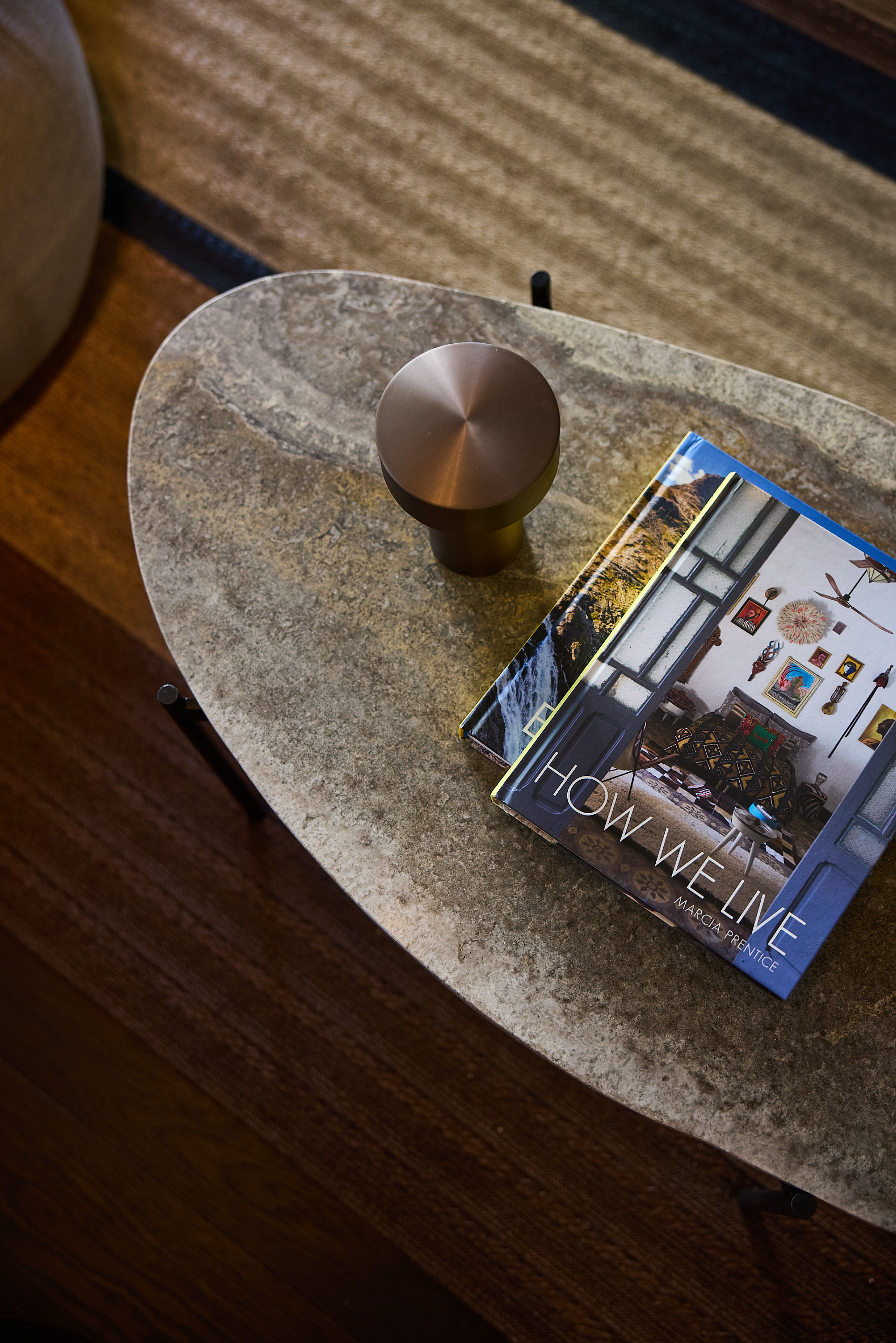 Table with books from Sustainable materials in the lobby