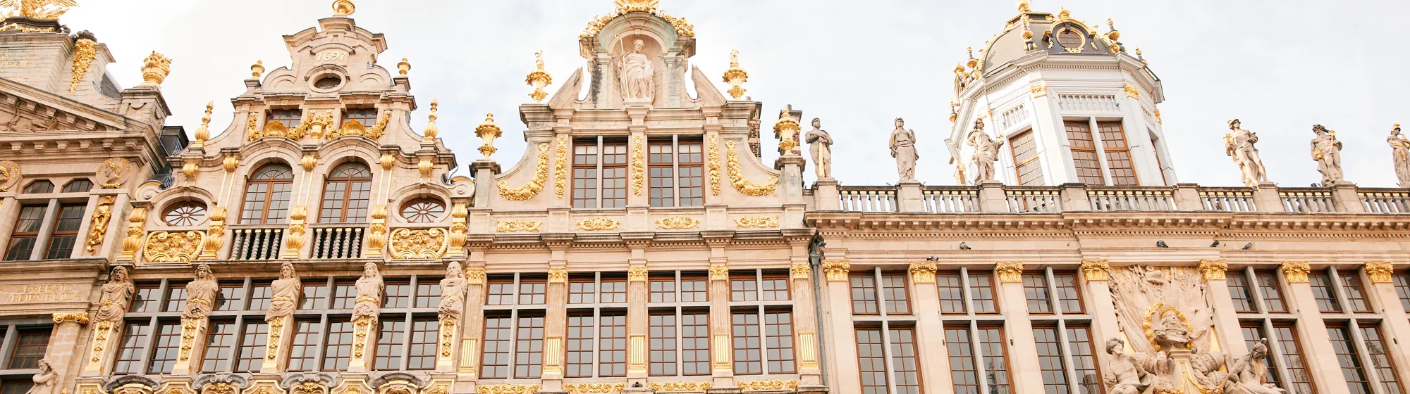 Brussels Grand Place Close up of Guild Buildings in City Centre