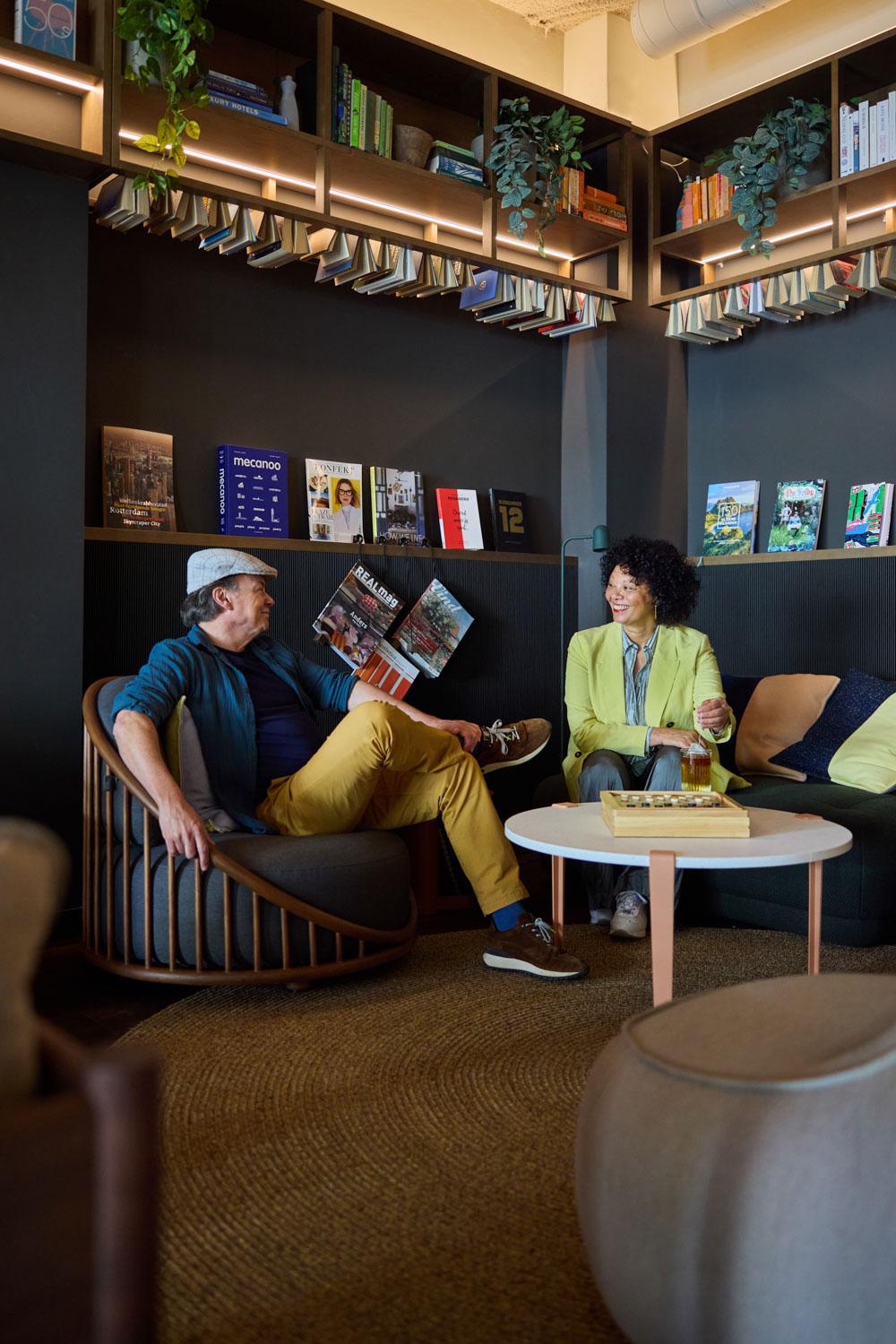 People meeting in social space in a 4-star sustainable design hotel The Usual Rotterdam