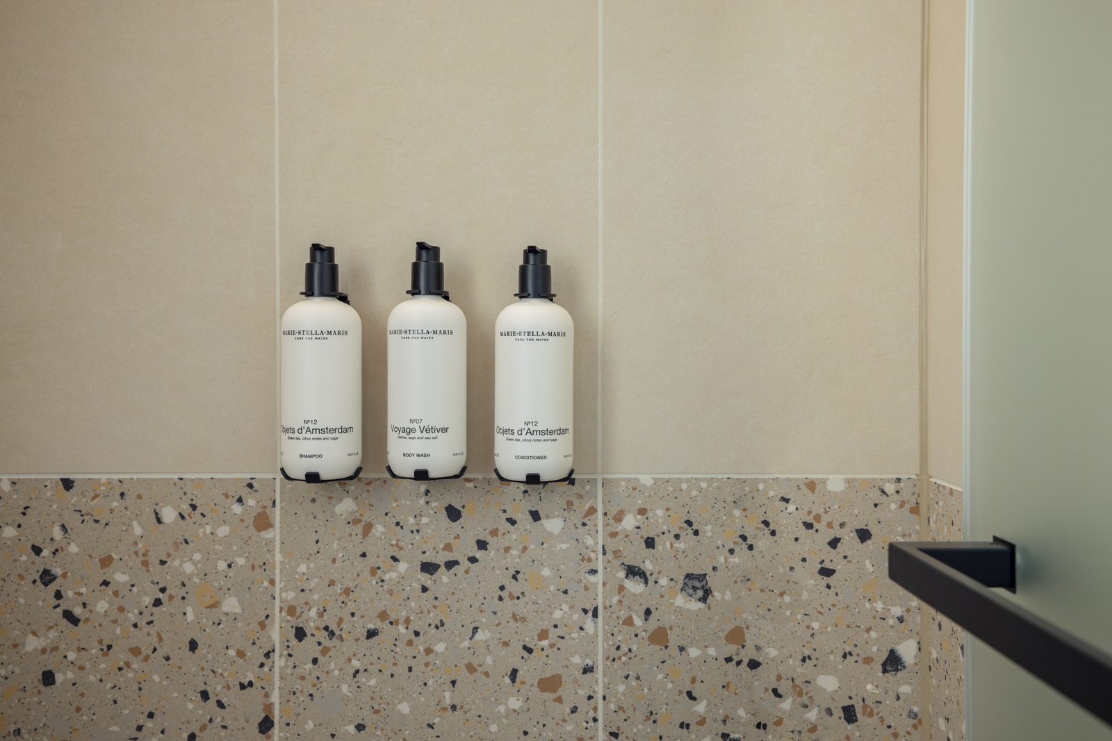 100% vegan amenities by Marie Stella Maris in our showers