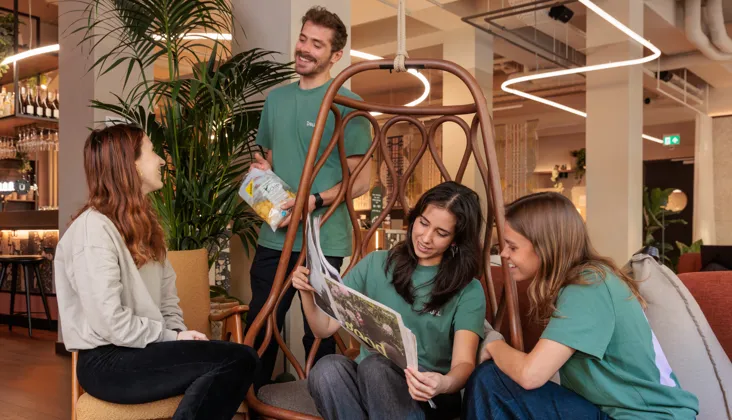 team members chatting Team members chatting