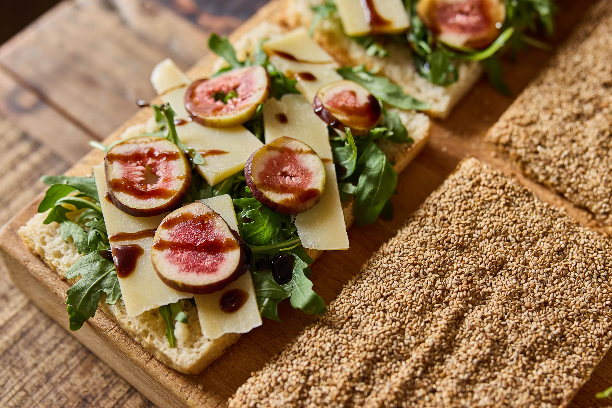 close up of fig foccacia