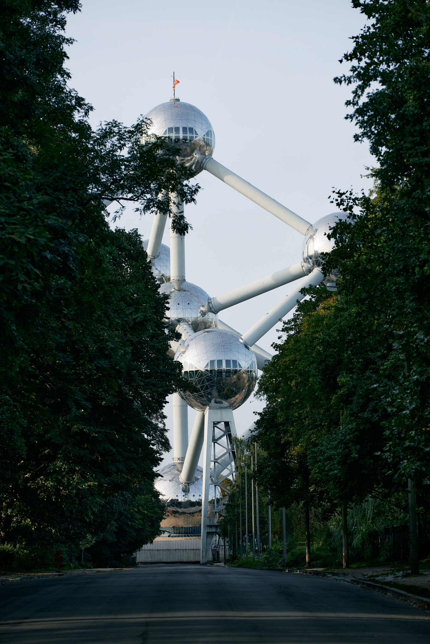 View on Atomium in the distance in Brussels