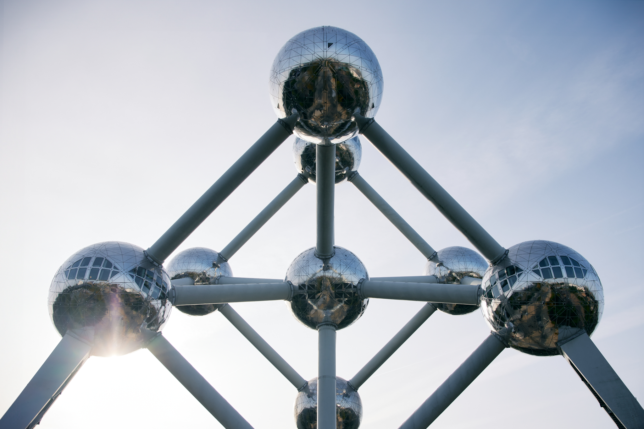 Zoomed in view on Atomium in Brussels