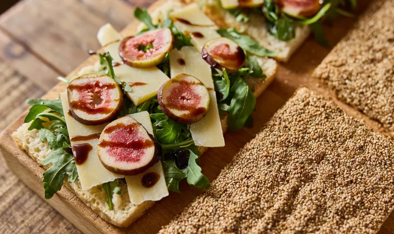 close up of fig foccacia close up of fig foccacia